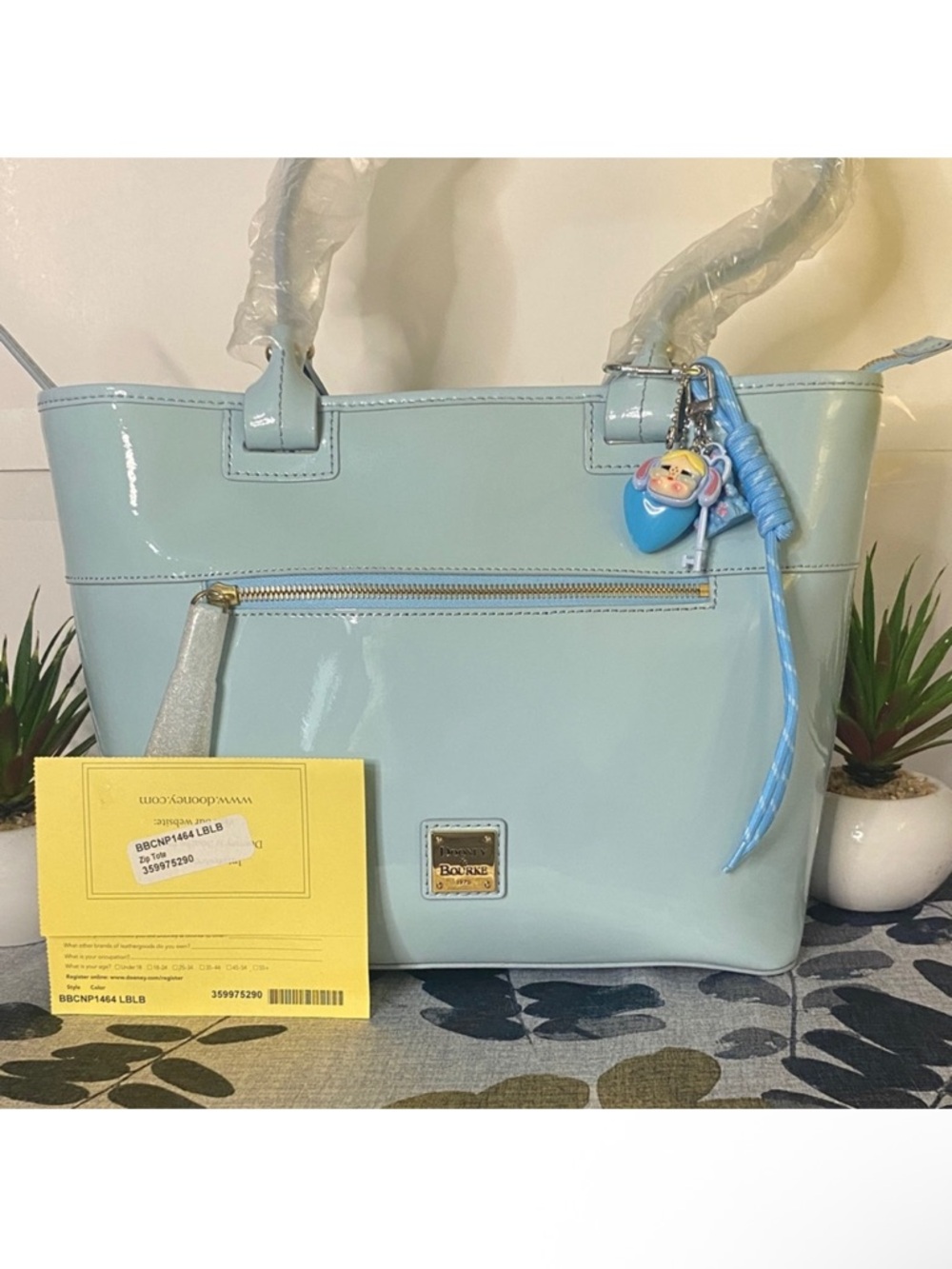 Dooney & Bourke NWT Beacon Patent leather tote light blue FULL INCLUSION